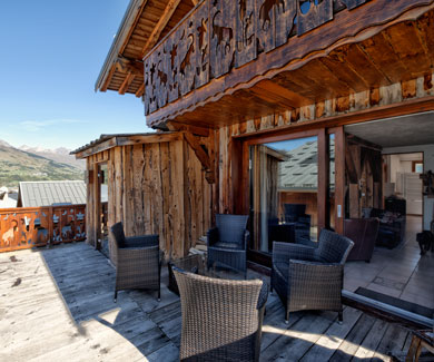 Terrace of the chalet Tsanteleina in Montchavin