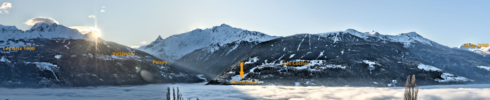 Mer de nuage au pied du domaine Paradiski les Arcs La Plagne